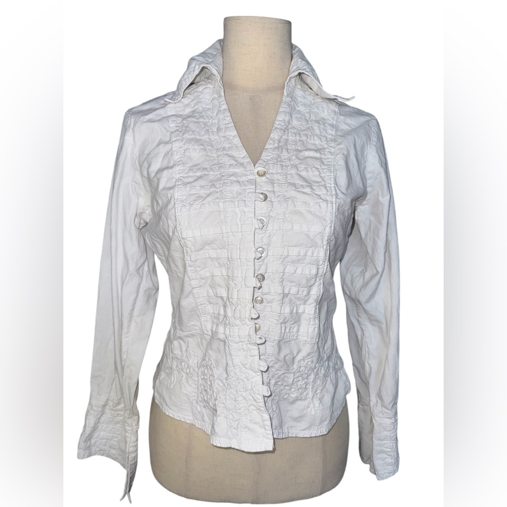 Weekend 100% Cotton Womens Button Up Western Southern Belle Pirate Boho Blouse S